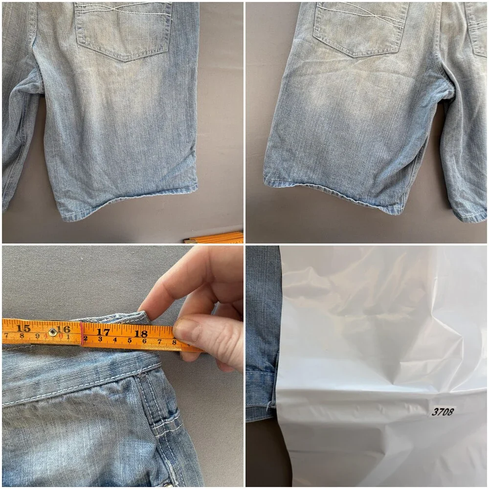 Vtg PJ Mark Denim Shorts Mens 36 Blue Light Wash Baggy Distressed 13 Inseam Y2K